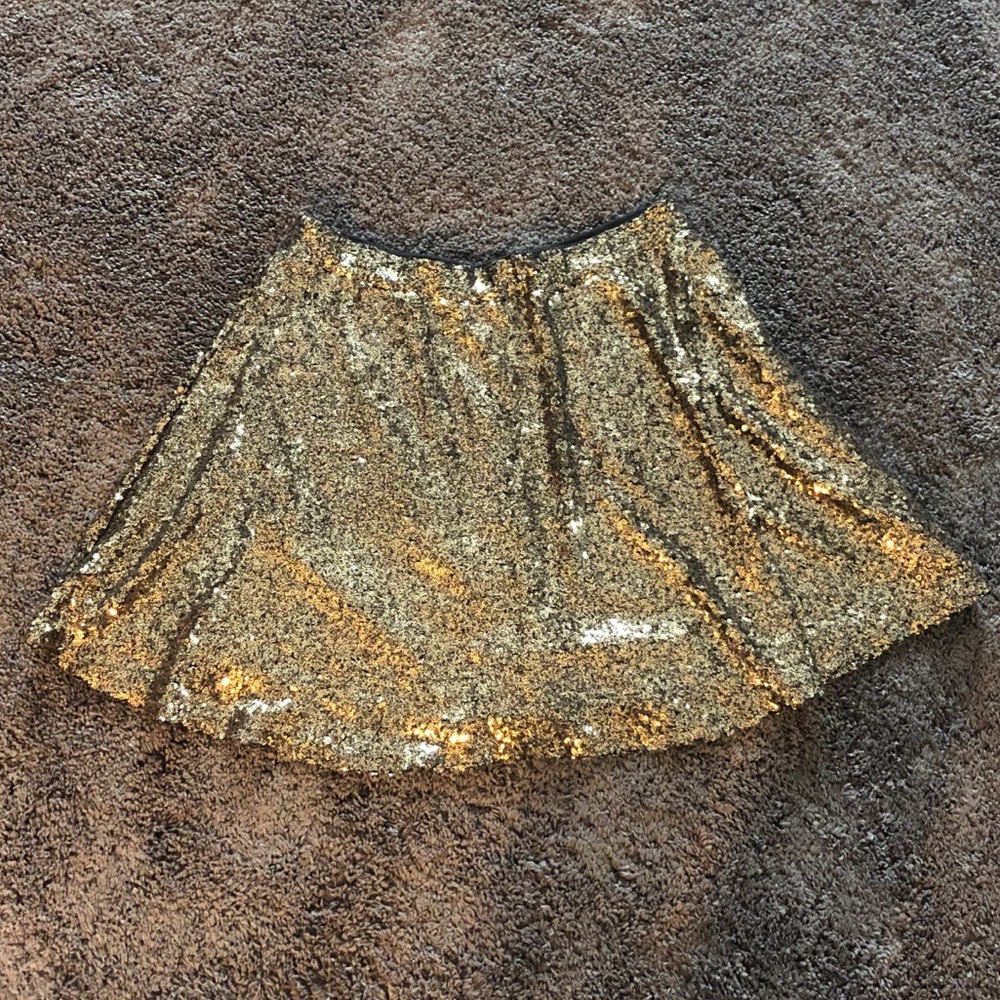 Gold Sequin Skater Skirt